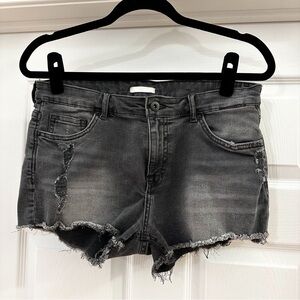 H&M Distressed Cutoff Jean Shorts Faded Black